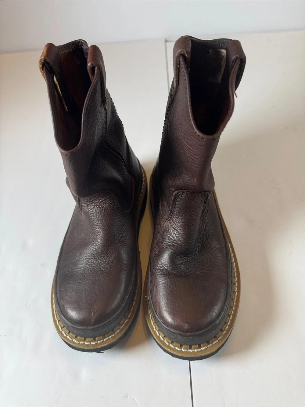 Georgia Boot Dark Brown Leather Kids Pull-On Work Boots